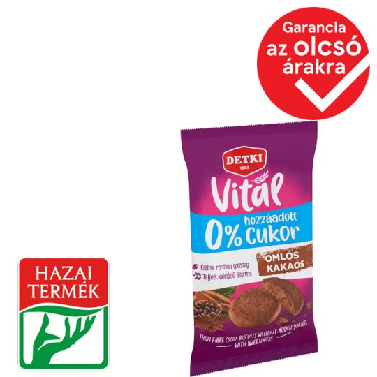 Detki cukormentes kakaós omlós keksz édesítőszerekkel 180 g