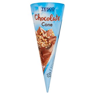 Tesco csokoládéízű jégkrém ostyatölcsérben csokoládés szósszal és karamellizált mogyoróval 120 ml