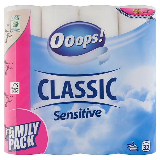 Ooops! Classic Sensitive toalettpapír 3 rétegű 32 tekercs