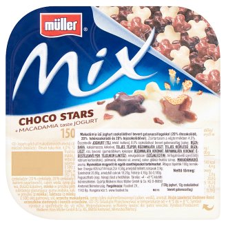 Müller Mix Choco Stars makadámia ízű joghurt csokoládéval bevont gabonacsillagokkal 150 g