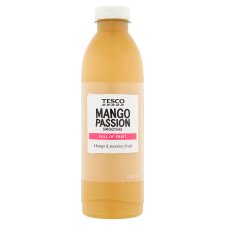 Tesco Mango Passion Smoothie vegyes gyümölcsital gyümölcslevekkel és -pürével 750 ml
