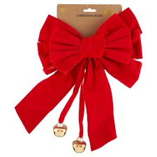 Festive Magic Flocked Christmas Bow with 2 Jingle Bells