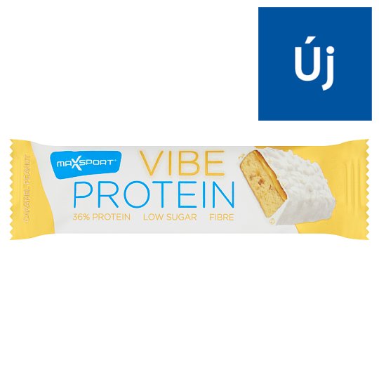MaxSport Protein Vibe fehér csokoládés, mogyorós-karamelles ízű protein-rudacska édesítőszerrel 55 g