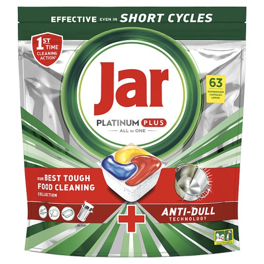 Jar Platinum Plus All in One Dishwasher Tablets Lemon, 63 Tablets