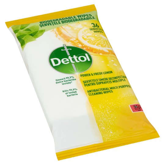 Dettol Power & Fresh Lemon Antibacterial Multi Purpose Cleaning Wipes 36 pcs