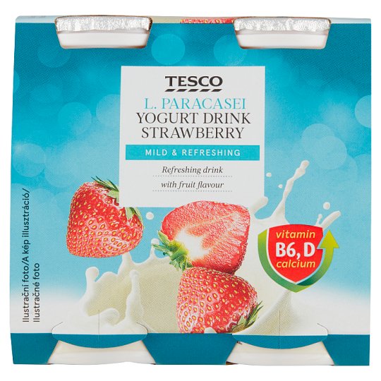 Tesco L. Paracasei Strawberry Yoghurt Drink 4 x 100 g