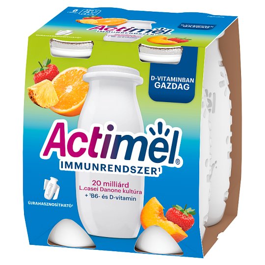 Danone Actimel Low-Fat Mixed Fruit Flavoured Yogurt Drink with Live Cultures 4 x 100 g (400 g)