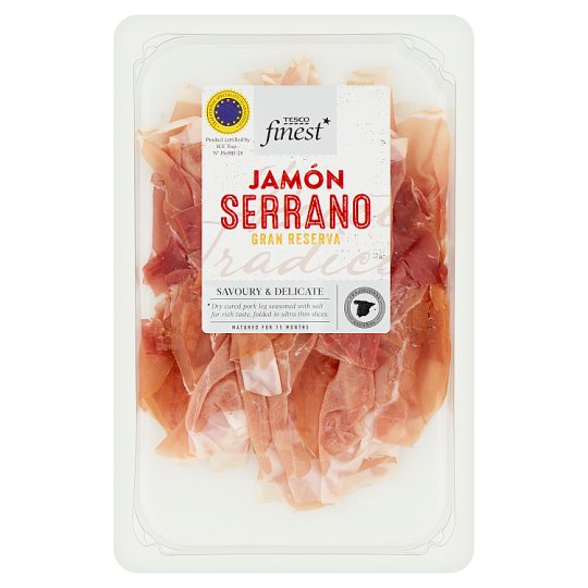 Tesco Finest Jamón Serrano Sliced, Dried, Matured, Raw Pork Leg Ham 90