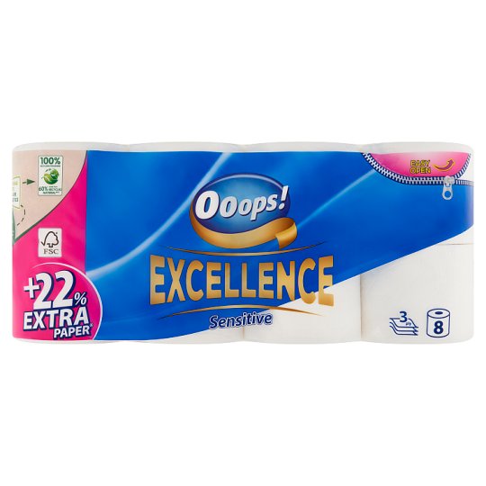 Ooops! Excellence Sensitive toalettpapír 3 rétegű 8 tekercs