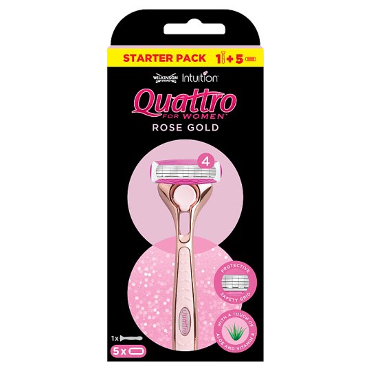 Wilkinson Sword Quattro For Women RoseGold Blades with Razor 4 pcs