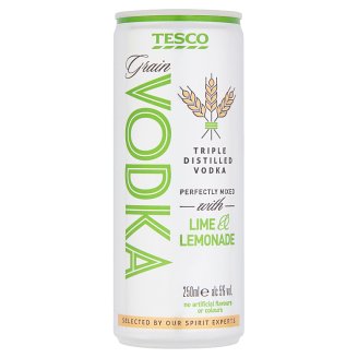 Tesco szénsavas alkoholos ital vodkával, citrom- és lime lével, édesítőszerekkel 5% 250 ml