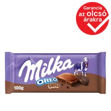 Milka Oreo Choco alpesi tejcsokoládé kakaós krémtöltelékkel és kakaós kekszdarabokkal 100 g