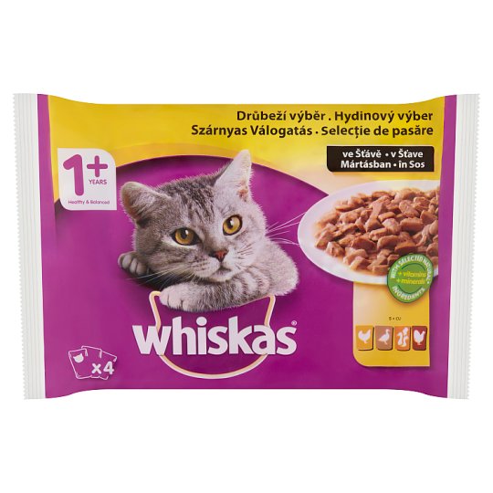 Whiskas Wet Pet Food for Cats Poultry Selection in Sauce 4 x 100 g