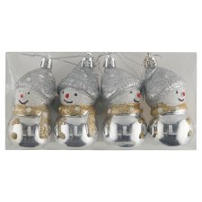 Jumi Silver Snowman Hanging Decoration 4 pcs