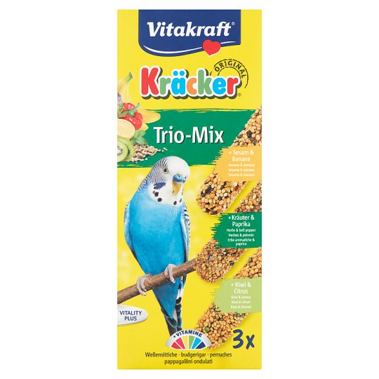 Vitakraft Kräcker Trio-Mix szezám&gyógynövény&citrus kiegészítő eledel törpepapagájoknak 3 db 90 g