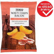 Tesco bacon ízű hullámos burgonyachips 130 g 