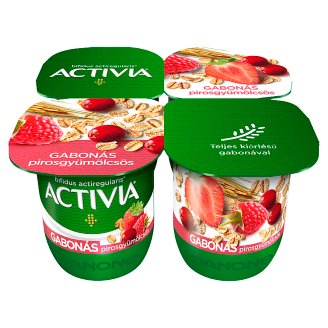 Danone Activia élőflórás zsírszegény joghurt piros gyümölcsökkel és gabonákkal 4 x 125 g