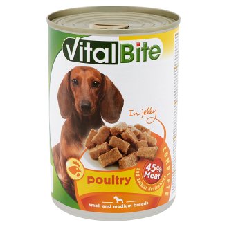 VitalBite teljes értékű állateledel felnőtt kutyák számára baromfival aszpikban 415 g