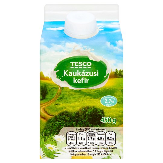 Tesco élőflórás, zsírszegény natúr kaukázusi kefir 450 g