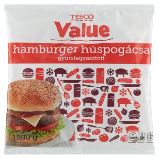 Tesco Value gyorsfagyasztott hamburger húspogácsa 1000 g