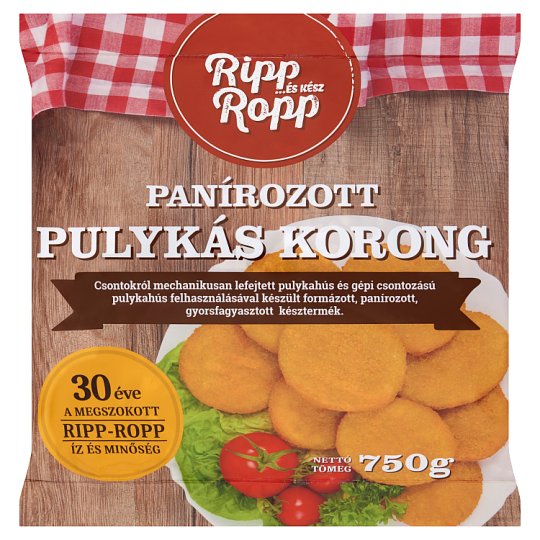 Ripp-Ropp gyorsfagyasztott, panírozott pulykás korong 750 g