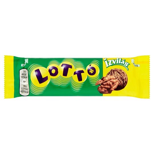 Ízvilág Lottó étcsokoládéval bevont szelet rumos ízű diós töltelékkel 25 g