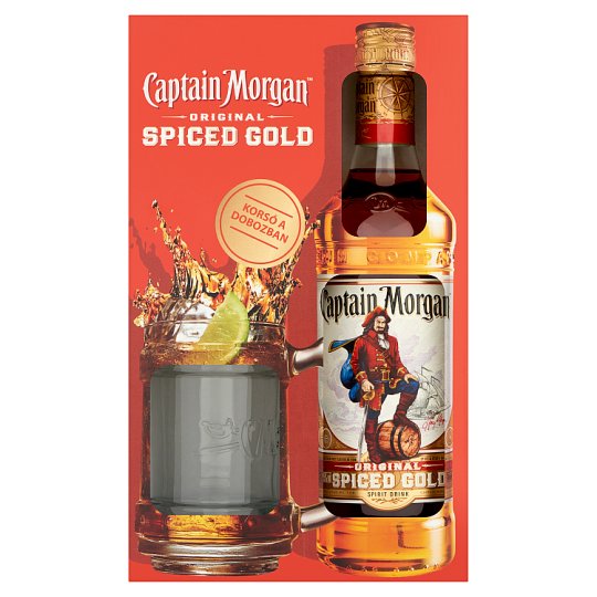 Captain Morgan Spiced Gold Spirit Drink with Spicy Caribbean Rum 35% 0,7 l + Glass