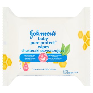 Johnson's Baby Pure Protect törlőkendő zöld tea kivonattal és mézzel 25 db
