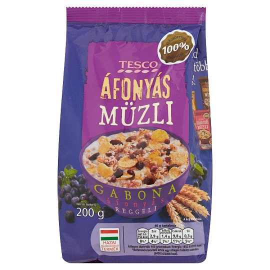 Tesco áfonyás müzli 200 g