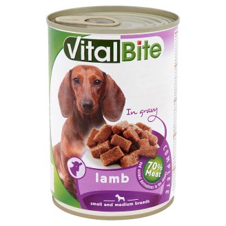 VitalBite teljes értékű állateledel felnőtt kutyák számára báránnyal szószban 415 g