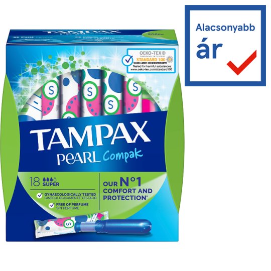 Tampax Compak Pearl Super Applikátoros Tampon, 18 db
