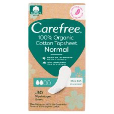 Carefree 100% Organic Cotton Topsheet Normal illatanyagmentes tisztasági betét 30 db