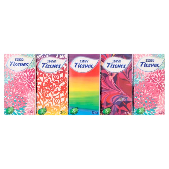 Tesco papírzsebkendő 3 rétegű 10 x 10 db