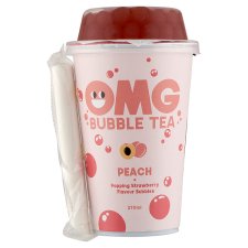 OMG Bubble Tea Peach + Popping Strawberry Flavour Bubbles 270 ml