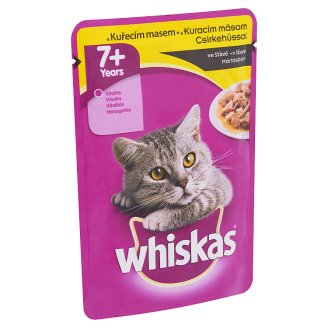 Whiskas 7+ teljes értékű állateledel 7 éves vagy idősebb macskáknak csirkehússal mártásban 100 g
