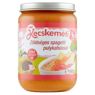 Kecskeméti tejszármazékmentes zöldséges spagetti pulykahússal 6 hónapos kortól 190 g