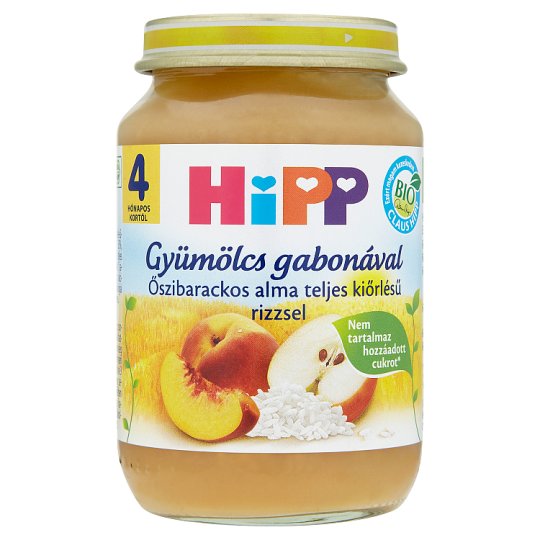 HiPP BIO őszibarackos alma rizzsel 4 hónapos kortól 190 g