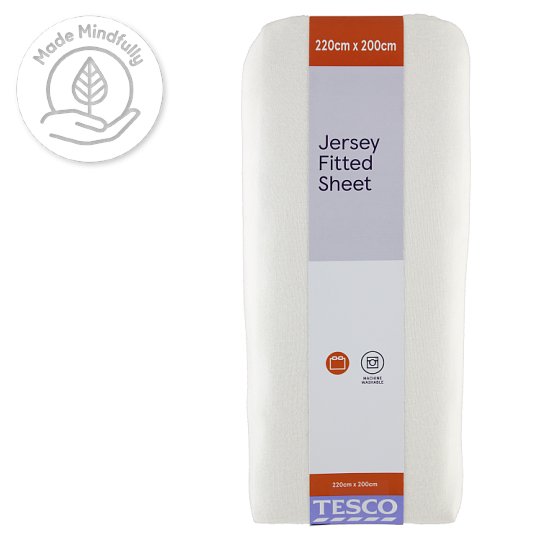 Tesco White Jersey Fitted Sheet 220 cm x 200 cm Tesco Online, Tesco