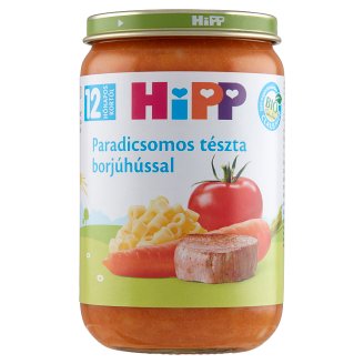 HiPP BIO tejszármazékmentes paradicsomos tészta borjúhússal bébiétel 12 hónapos kortól 220 g