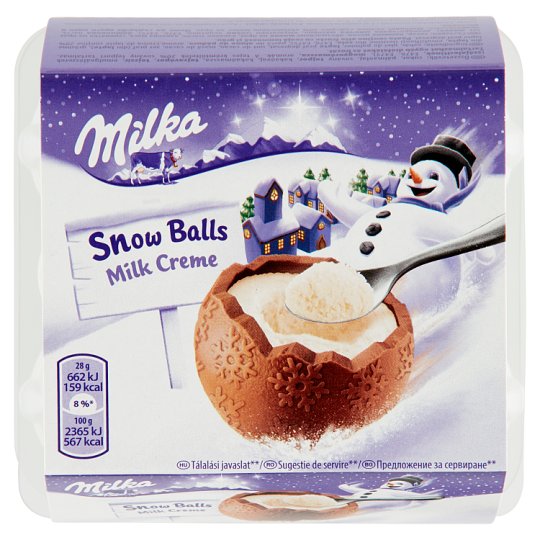 Milka Snow Balls alpesi tejcsokoládé tejes krémtöltelékkel 4 x 28 g (112 g)