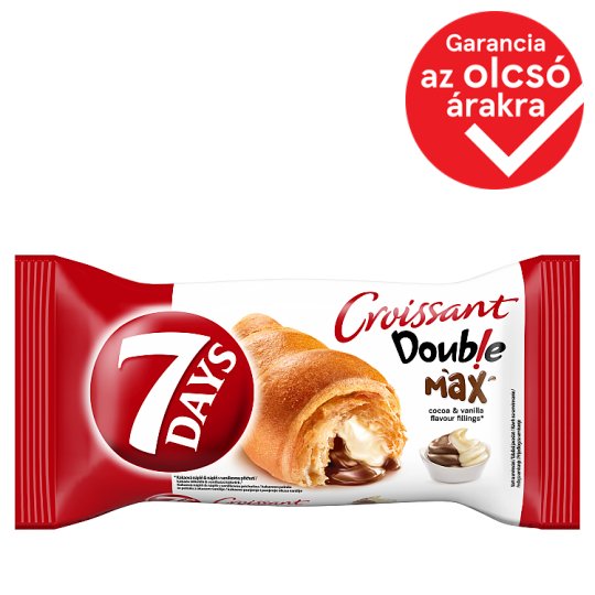 7DAYS Double Max croissant kakaós töltelékkel és vanília ízű