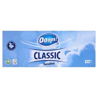 Ooops! Classic Sensitive papír zsebkendő 3 rétegű 10 x 10 db