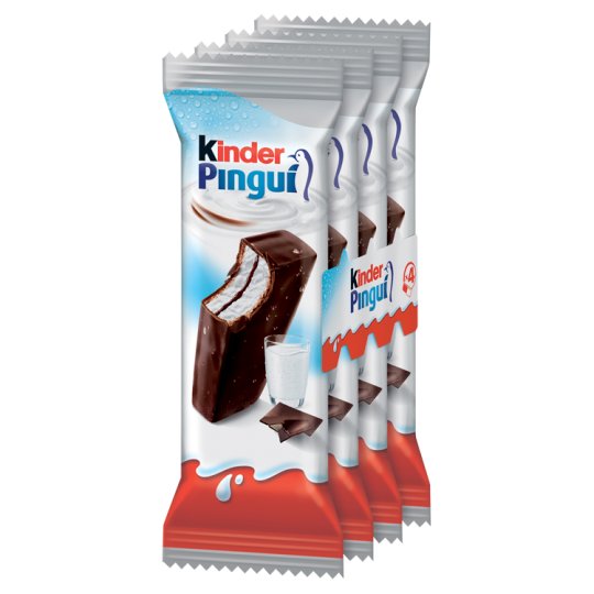 Kinder Pingui Cacao Milk and Cocoa Cream Filled Cake in Dark Chocolate Coating 4 x 30 g (120 g)