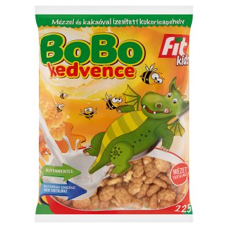 Fit Kids Süsü Kedvence gluténmentes, extrudált, mézzel és kakaóval ízesített kukoricapehely 225 g
