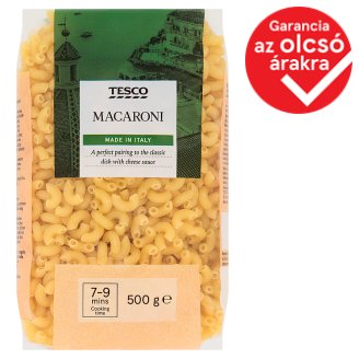 Tesco Italian Macaroni tojás nélküli szarvacska durum száraztészta 500 g