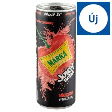 Márka Juicy Soda Sour Cherry Carbonated Soft Drink with Sugar and Sweetener 250 ml