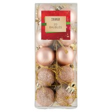 Tesco Mini Rose Gold Baubles 20 pcs