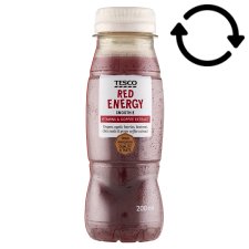 Tesco Red Energy Smoothie vegyes gyümölcsital gyümölcslevekből, hozzáadott vitaminokkal 200 ml