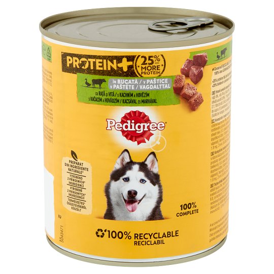 Pedigree Complete Wet Food for Adult Dogs with Beef and Duck Mince 800