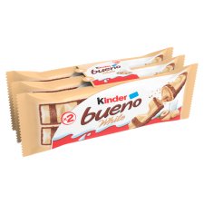 Kinder Bueno White Wafer Coated with White Chocolate Filled with Milky-Hazelnut Cream 3 pcs 117 g